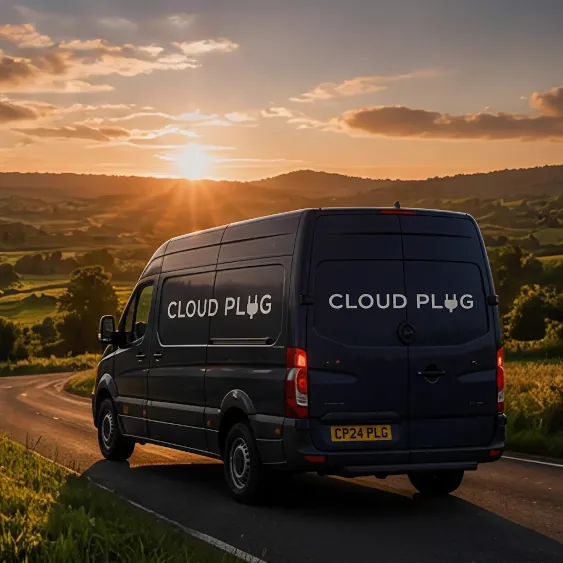 CloudPlug delivery van at sunset